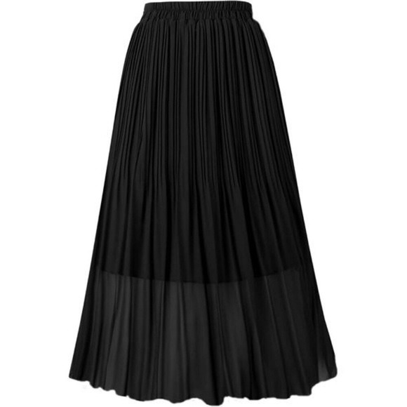 Women's Chiffon Pleated Skirts Elastic High Waist Midi Skirts - Picture 1 of 5